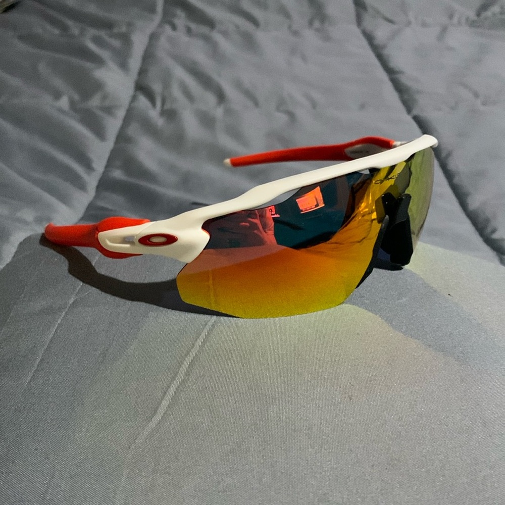 Oakley RaderEV Advancer Torch Prizm Lenses w/ White & Red Frame
